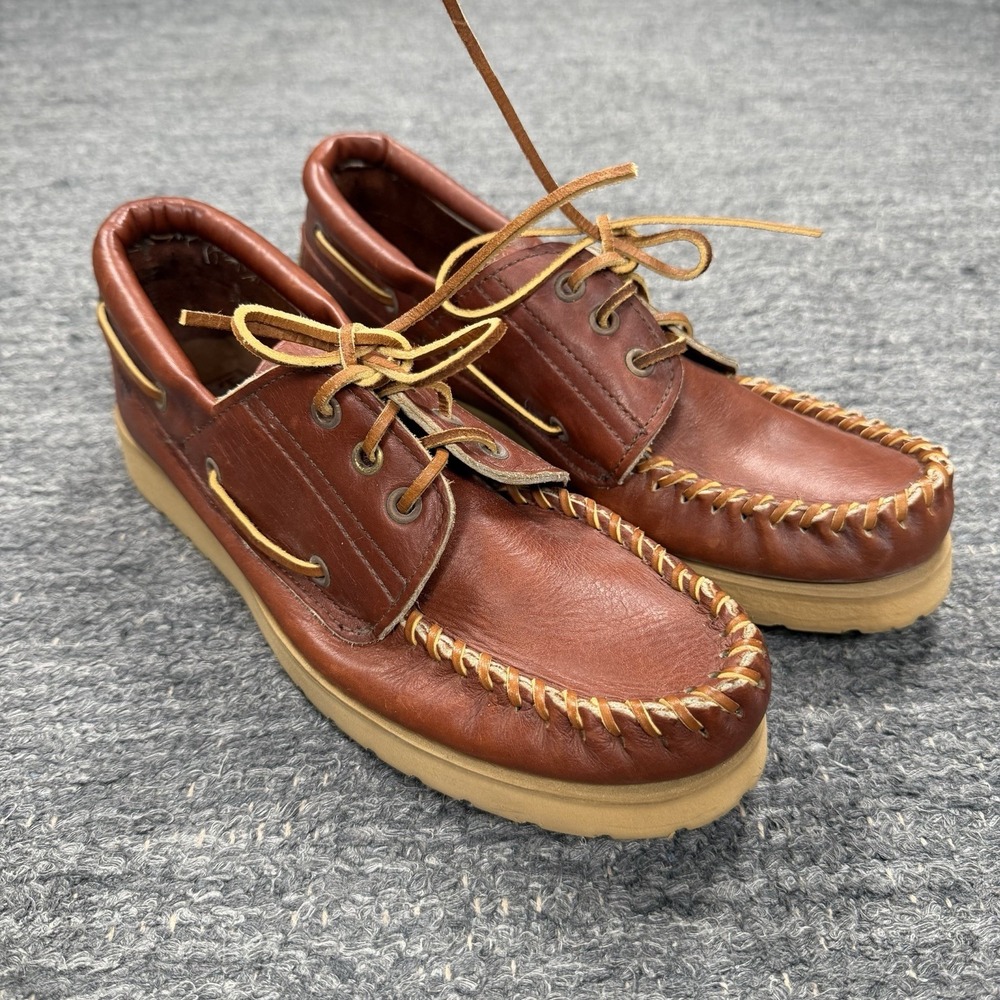 Frye Sully Boat Leather Shoes Men 8 Brown Loafers Slip On Preppy Old Money Sail